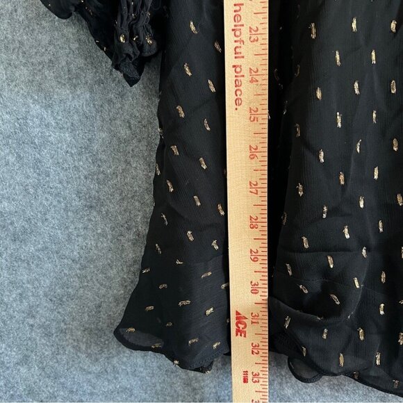 MISS SELFRIDGE Fit & Flare Black Mini Dress with Gold Foil Accents Size 12 NWT - Picture 10 of 11